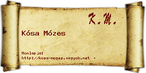 Kósa Mózes névjegykártya
